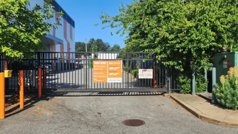 Secure keypad access gate to self storage facility